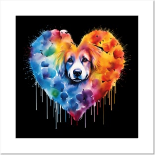 Dog Heart Watercolors Painting Heart Dogs Rainbow Dog Lover Gift Posters and Art